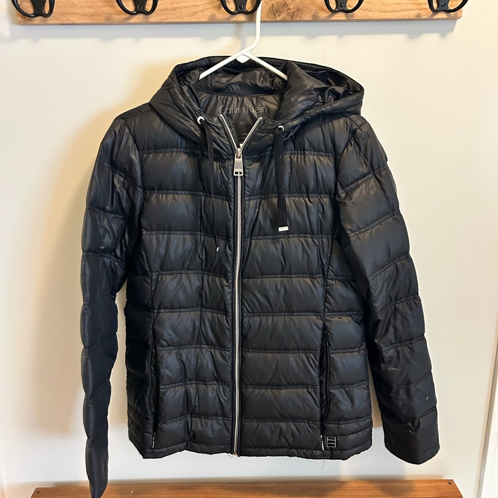 Calvin Klein Premium Down Black Puff Jacket with Hood